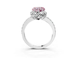 White gold Fancy Pink Heart Cut Diamond Scalloped Halo Engagement Ring with Round Shared Prong Band_41