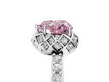 White gold Fancy Pink Heart Cut Diamond Scalloped Halo Engagement Ring with Round Shared Prong Band_43