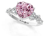 White gold Fancy Pink Heart Cut Diamond Scattered Round Accent Ring with Prong Setting_14