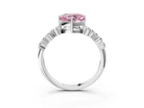 White gold Fancy Pink Heart Cut Diamond Scattered Round Accent Ring with Prong Setting_16