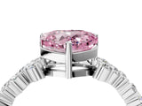 White gold Fancy Pink Heart Cut Diamond Scattered Round Accent Ring with Prong Setting_17