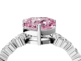 White gold Fancy Pink Heart Cut Diamond Scattered Round Accent Ring with Prong Setting_29