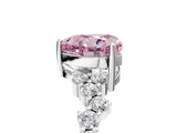 White gold Fancy Pink Heart Cut Diamond Scattered Round Accent Ring with Prong Setting_30