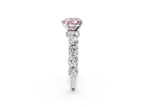 White gold Fancy Pink Heart Cut Diamond Side Stone Engagement Ring with Four-Prong Setting_38