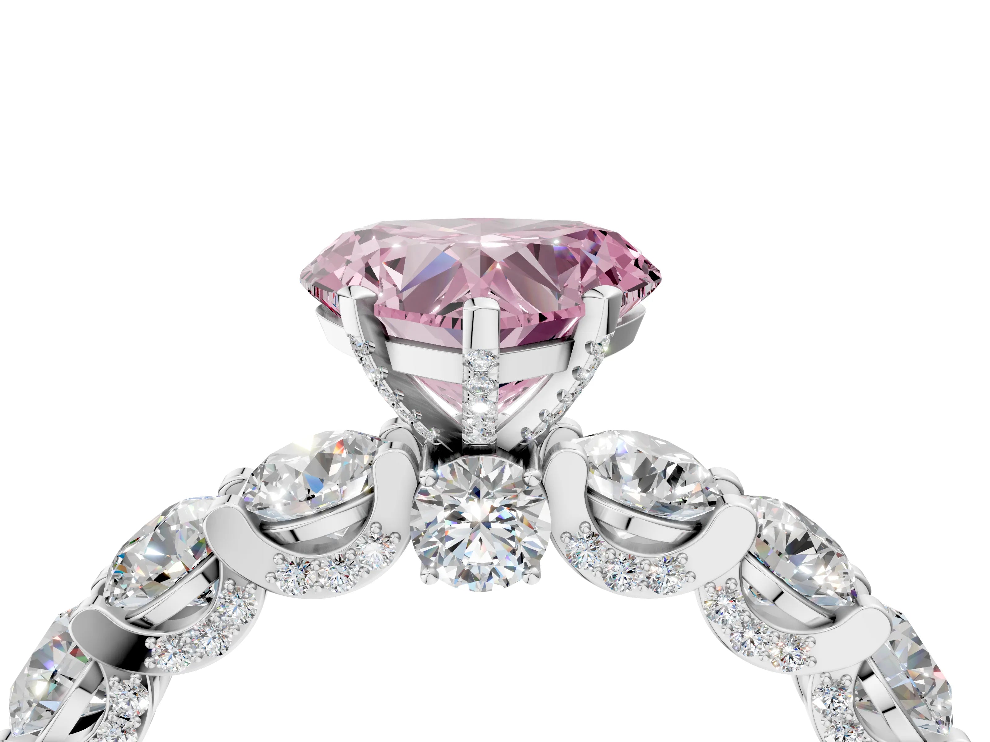 White gold Fancy Pink Heart Cut Diamond Side Stone Engagement Ring with Four-Prong Setting_40