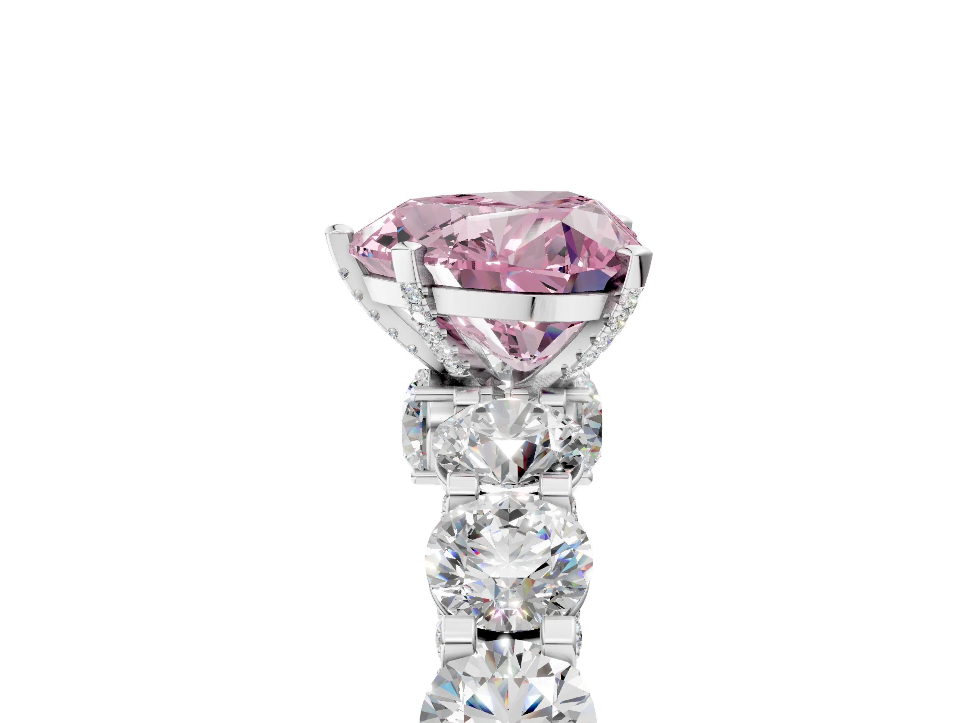 White gold Fancy Pink Heart Cut Diamond Side Stone Engagement Ring with Four-Prong Setting_41