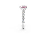 White gold Fancy Pink Heart Cut Diamond Side Stone Solitaire Ring with Round  and Four-Prong Setting_14