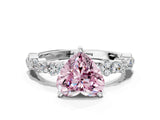 White gold Fancy Pink Heart Cut Diamond Side Stone Solitaire Ring with Round  and Four-Prong Setting_161