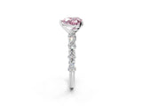 White gold Fancy Pink Heart Cut Diamond Side Stone Solitaire Ring with Round  and Four-Prong Setting_162