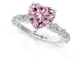 White gold Fancy Pink Heart Cut Diamond Side Stone Solitaire Ring with Round  and Four-Prong Setting_162