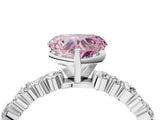 White gold Fancy Pink Heart Cut Diamond Side Stone Solitaire Ring with Round  and Four-Prong Setting_164