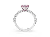 White gold Fancy Pink Heart Cut Diamond Side Stone Solitaire Ring with Round  and Four-Prong Setting_168