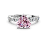 White gold Fancy Pink Heart Cut Diamond Side Stone Solitaire Ring with Round  and Four-Prong Setting_24