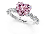 White gold Fancy Pink Heart Cut Diamond Side Stone Solitaire Ring with Round  and Four-Prong Setting_25