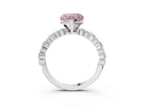 White gold Fancy Pink Heart Cut Diamond Side Stone Solitaire Ring with Round  and Four-Prong Setting_27