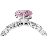 White gold Fancy Pink Heart Cut Diamond Side Stone Solitaire Ring with Round  and Four-Prong Setting_28