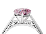 White gold Fancy Pink Heart Cut Diamond Solitaire Engagement Ring with Cathedral Setting and Four-Prong Mount_116