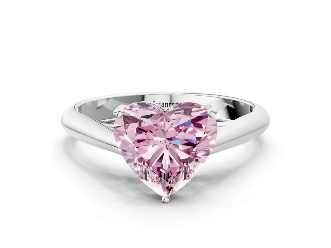 White gold Fancy Pink Heart Cut Diamond Solitaire Engagement Ring with Cathedral Setting and Four-Prong Mount_157