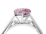 White gold Fancy Pink Heart Cut Diamond Solitaire Engagement Ring with Cathedral Setting and Four-Prong Mount_159
