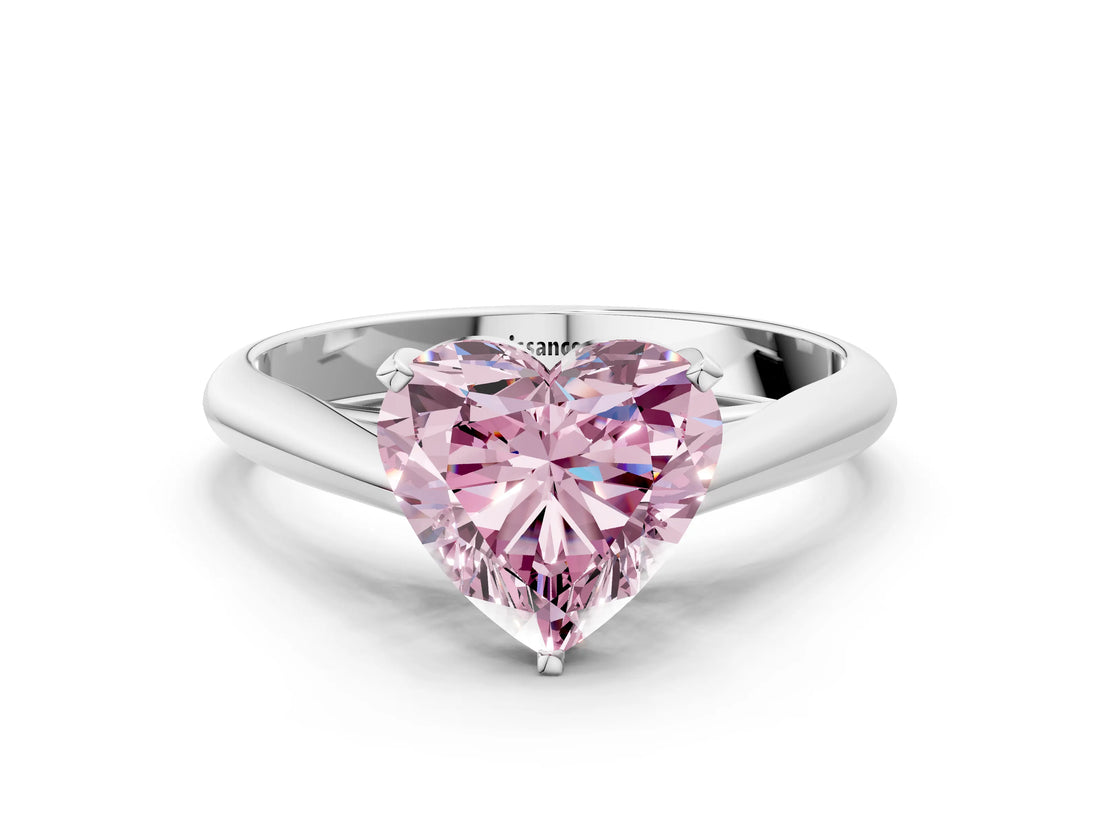 White gold Fancy Pink Heart Cut Diamond Solitaire Engagement Ring with Cathedral Setting and Four-Prong Mount_46