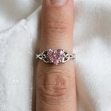 White gold Fancy Pink Heart Cut Diamond Solitaire Engagement Ring with Celtic Knot Band and Four-Prong Setting_60