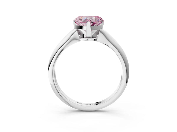 Platinum Fancy Pink Heart Cut Diamond Solitaire Engagement Ring with Classic Band and Four-Prong Setting
