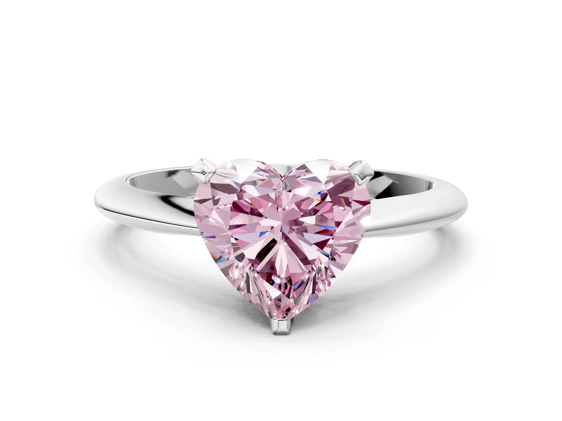 White gold Fancy Pink Heart Cut Diamond Solitaire Engagement Ring with Classic Band and Four-Prong Setting_99