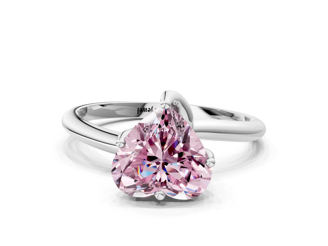 White gold Fancy Pink Heart Cut Diamond Solitaire Engagement Ring with Four-Prong Setting and Classic Band_20