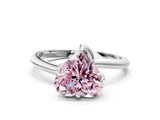 White gold Fancy Pink Heart Cut Diamond Solitaire Engagement Ring with Four-Prong Setting and Classic Band_20