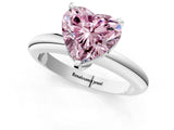 White gold Fancy Pink Heart Cut Diamond Solitaire Engagement Ring with Round Band and Four-Prong Setting_232