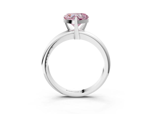Sterling Silver Heart-Shaped Classic Solitaire Engagement Ring Setting for Fancy Pink Center