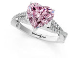 White gold Fancy Pink Heart Cut Diamond Solitaire Engagement Ring with Twisted Pavé Band and Four-Prong Setting_81