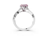 White gold Fancy Pink Heart Cut Diamond Solitaire Engagement Ring with Twisted Pavé Band and Four-Prong Setting_83