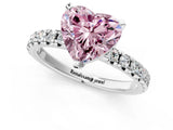 White gold Fancy Pink Heart Cut Diamond Solitaire Pavé Engagement Ring with Round Band and Prong Setting_62