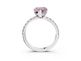 White gold Fancy Pink Heart Cut Diamond Solitaire Pavé Engagement Ring with Round Band and Prong Setting_64