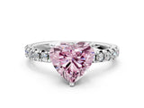 White gold Fancy Pink Heart Cut Diamond Solitaire Pavé Engagement Ring with Round Band and Prong Setting_67