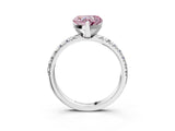 White gold Fancy Pink Heart Cut Diamond Solitaire Pavé Engagement Ring with Round Band and Prong Setting_70