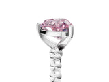 White gold Fancy Pink Heart Cut Diamond Solitaire Ring with Beaded Band and Prong Setting_377