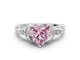 White gold Fancy Pink Heart Cut Diamond Solitaire Ring with Filigree Band and Four-Prong Setting_47