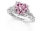 White gold Fancy Pink Heart Cut Diamond Solitaire Ring with Filigree Band and Four-Prong Setting_48