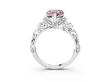 White gold Fancy Pink Heart Cut Diamond Solitaire Ring with Filigree Band and Four-Prong Setting_50