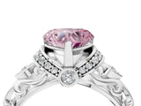 White gold Fancy Pink Heart Cut Diamond Solitaire Ring with Filigree Band and Four-Prong Setting_51