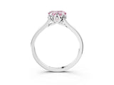 White gold Fancy Pink Heart Cut Diamond Solitaire Ring with Flower Prong Setting and Classic Band_131