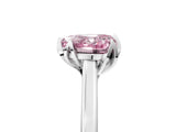 White gold Fancy Pink Heart Cut Diamond Solitaire Ring with Flower Prong Setting and Classic Band_133
