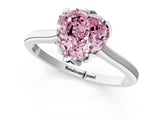 White gold Fancy Pink Heart Cut Diamond Solitaire Ring with Flower Prong Setting and Classic Band_18