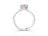 White gold Fancy Pink Heart Cut Diamond Solitaire Ring with Flower Prong Setting and Classic Band_20