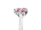 White gold Fancy Pink Heart Cut Diamond Solitaire Ring with Flower Prong Setting and Classic Band_22