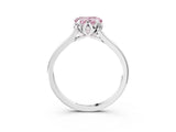 White gold Fancy Pink Heart Cut Diamond Solitaire Ring with Flower Prong Setting and Classic Band_39