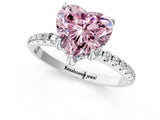 White gold Fancy Pink Heart Cut Diamond Solitaire Ring with Four-Prong Setting and Pavé Band_4