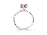 White gold Fancy Pink Heart Cut Diamond Solitaire Ring with Four-Prong Setting and Pavé Band_6